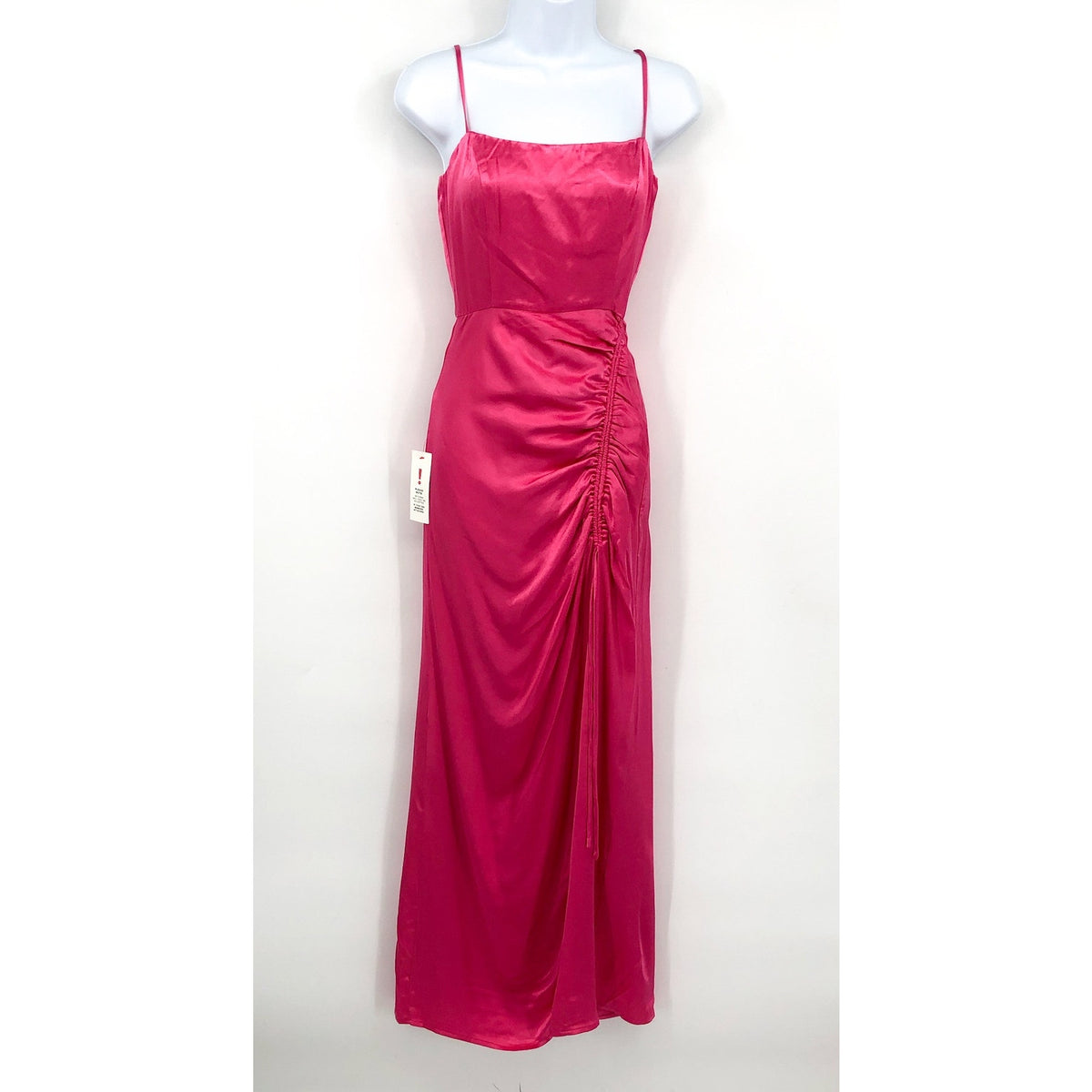 BARDOT Women's Zadie Midi Dress XS US 4 Raspberry Pink Satin Ruched NWT