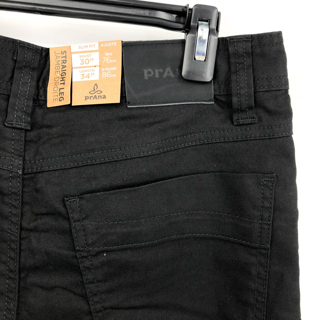 PRANA Men's Bridger Jeans 30x34 Black Out Straight Leg Slim Fit NWT