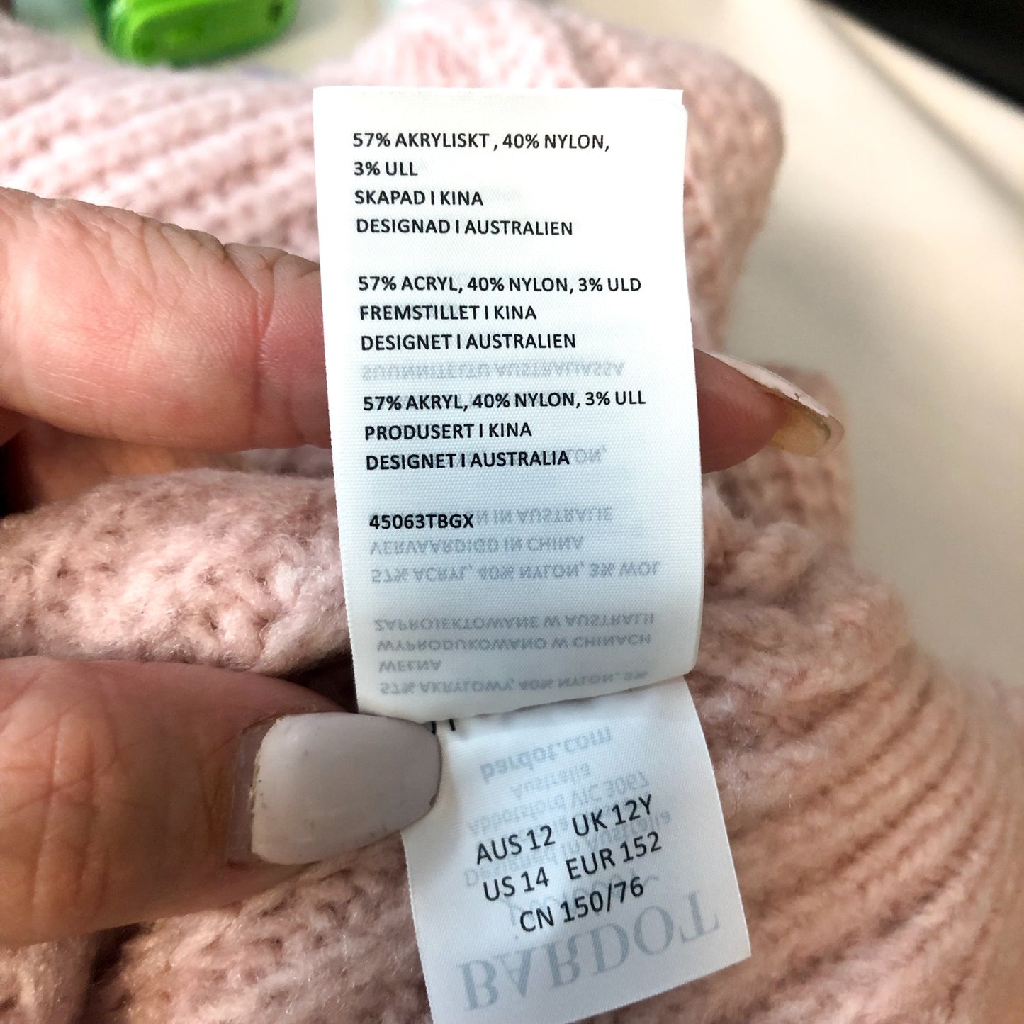 BARDOT JUNIOR Girl's Cozy Cable Knit Crewneck Sweater Size 14 Pink Potpourri NWT