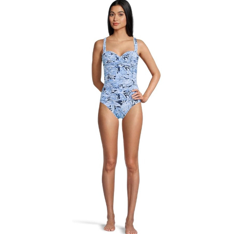 LILLY PULITZER Solaria One-Piece Swimsuit Size 10 Blue Coastal Constellation NWT