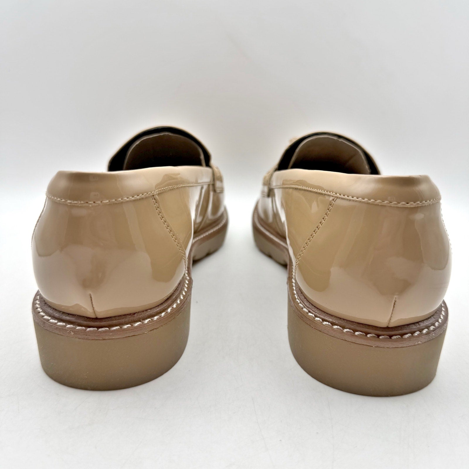 Rockport Womens Kiara Loafers US 9.5 M Tan Natural Vegan Patent Leather NWOB