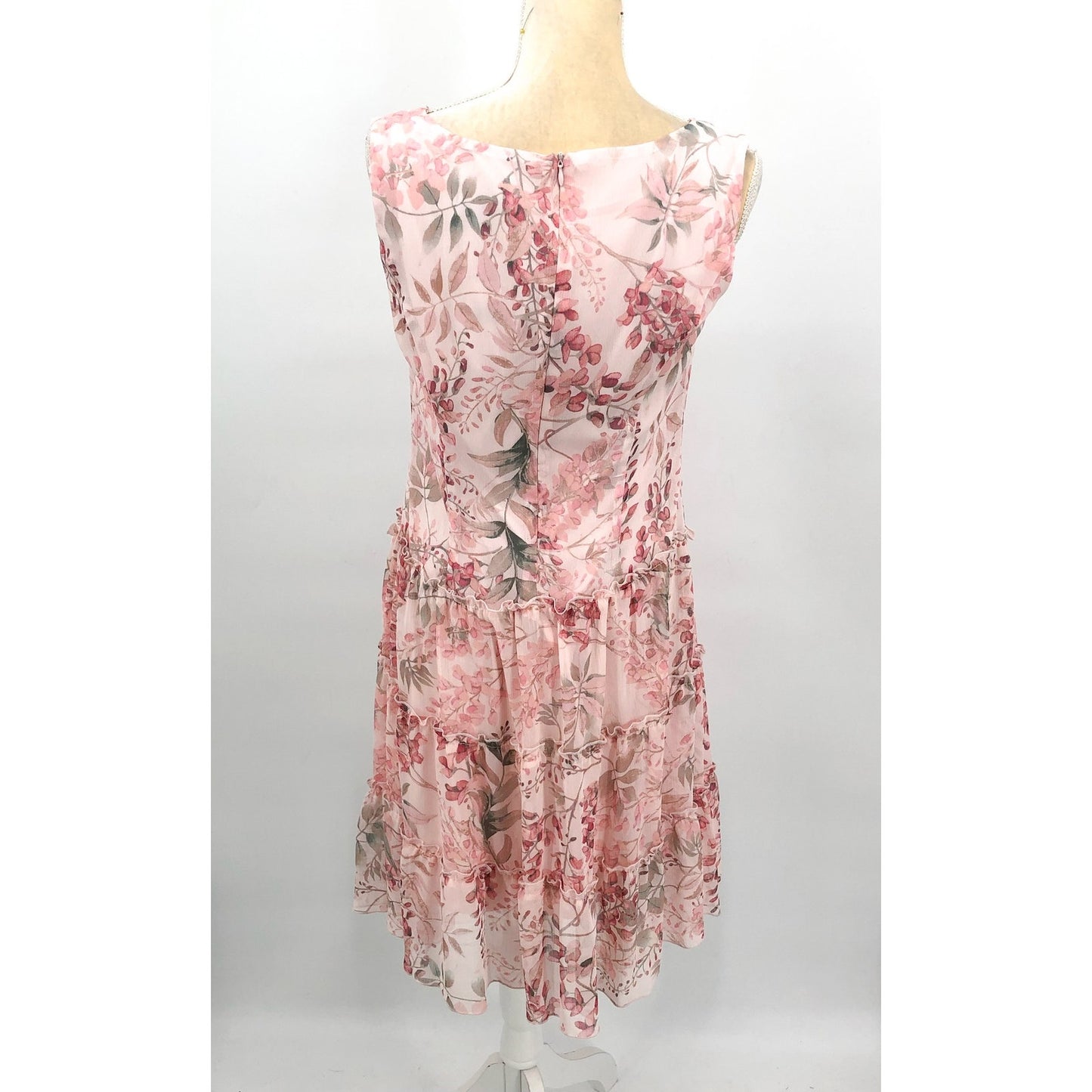 CONNECTED APPAREL Women's Sleeveless Chiffon Dress Size 4 Pink Floral Print NWT