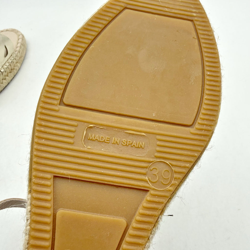 Eric Michael Womens Ruby Wedge Sandals EU 39 US 9 Gold Leather Espadrille NIB