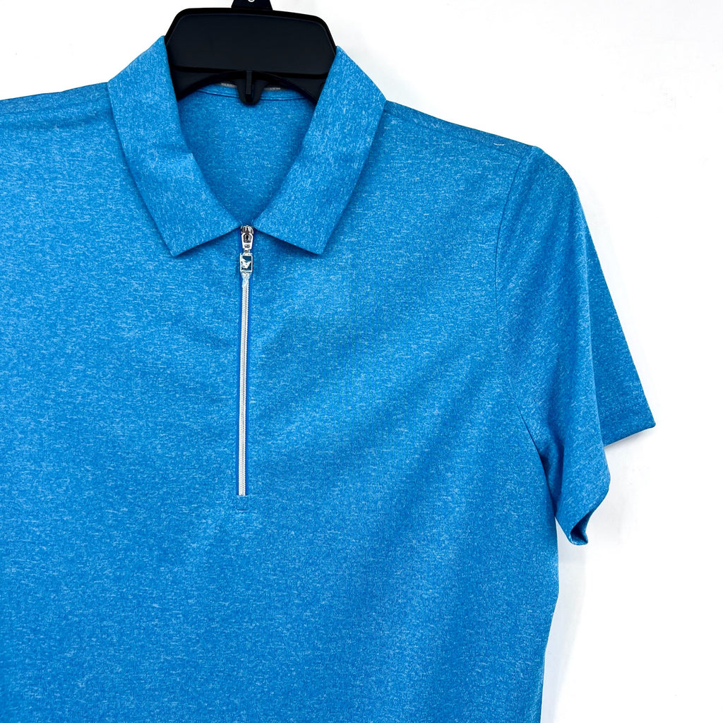 CALLAWAY Womens 1//4 Zip Short Sleeve Golf Polo Shirt Small Blue Sea Heather NWT