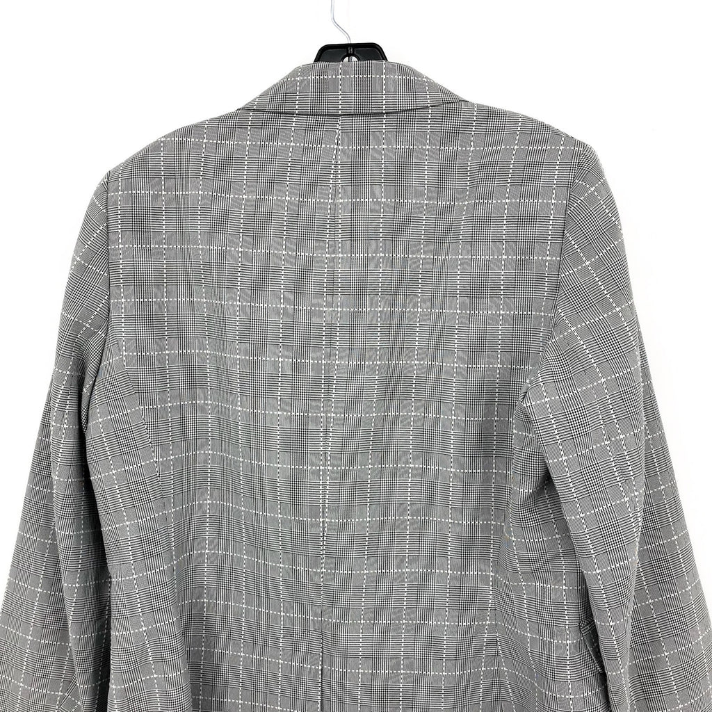 LE SUIT Women's Single Button Suit Jacket Size 12 Grey Black Plaid Blazer NWT