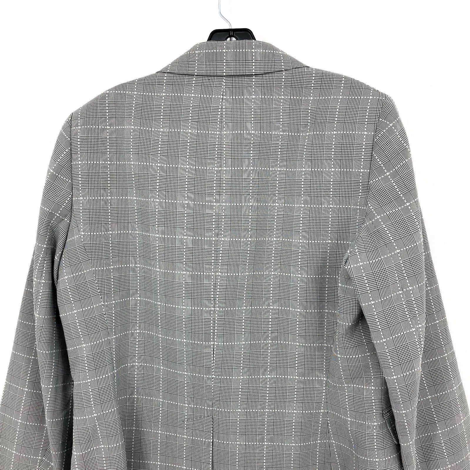 LE SUIT Women's Single Button Suit Jacket Size 12 Grey Black Plaid Blazer NWT
