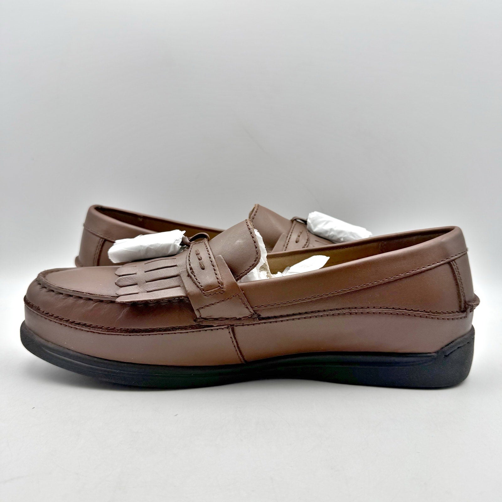 Dockers Mens Sinclair Moc Toe Loafers US 10 Wide EU 43 Brown Leather Tassel NIB