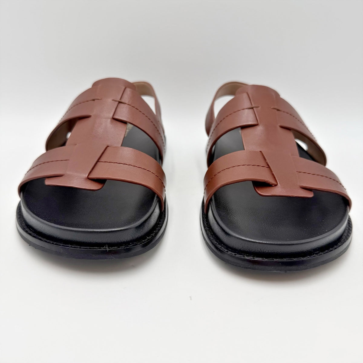 Cole Haan Womens Marlee Fisherman Sandals Size 8.5 Dark Cuoio Brown Leather NWOB