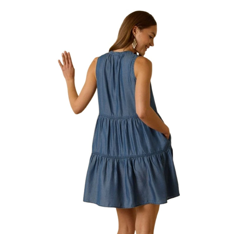 TOMMY BAHAMA Women's Chambray Coverup Dress Medium Blue Split-Neck NWT
