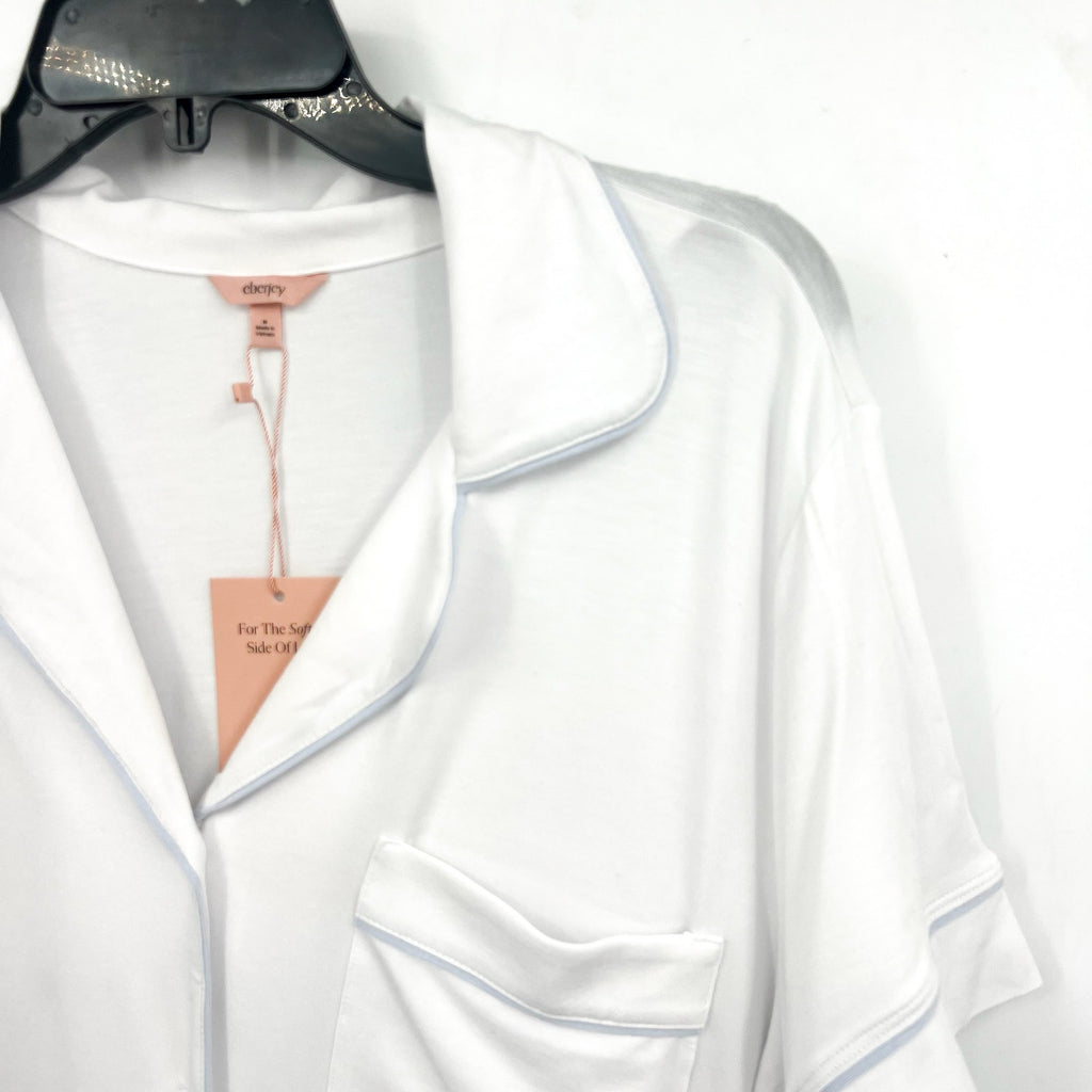 EBERJEY Giselle Relaxed Shorts PJ Set Medium White Ice Blue Tencel Modal NWT