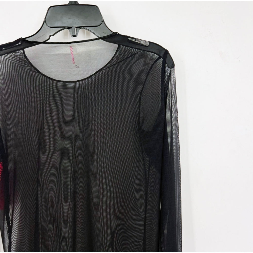 COMMANDO Women's Chic Mesh Long Sleeve Tee Medium Large Black Sheer NWT