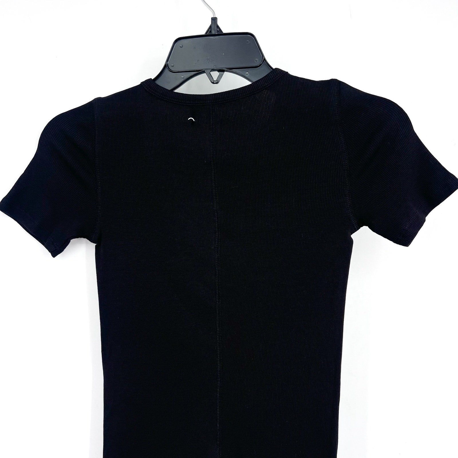 EVERLANE Women's The Luxe Rib Crew Tee XXS Black Short Sleeve Supima Cotton NWT