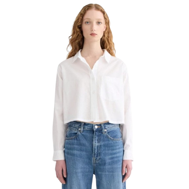 EVERLANE Women's The Way-Short Shirt in Silky Cotton Small White Long Sleeve NWT