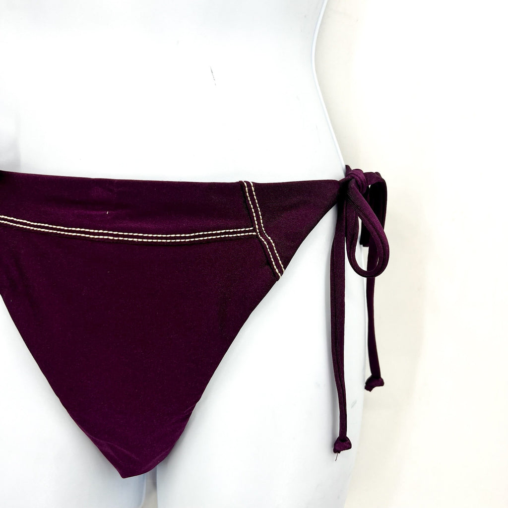 BECCA Women's Color Sheen Side Tie Bikini Bottoms Small Purple Aubergine NWT