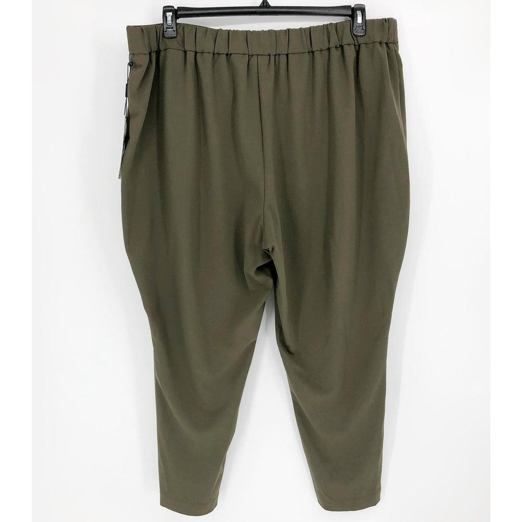 CALVIN KLEIN Women Mid-Rise Pull-On Slim Straight Pants Green 22W