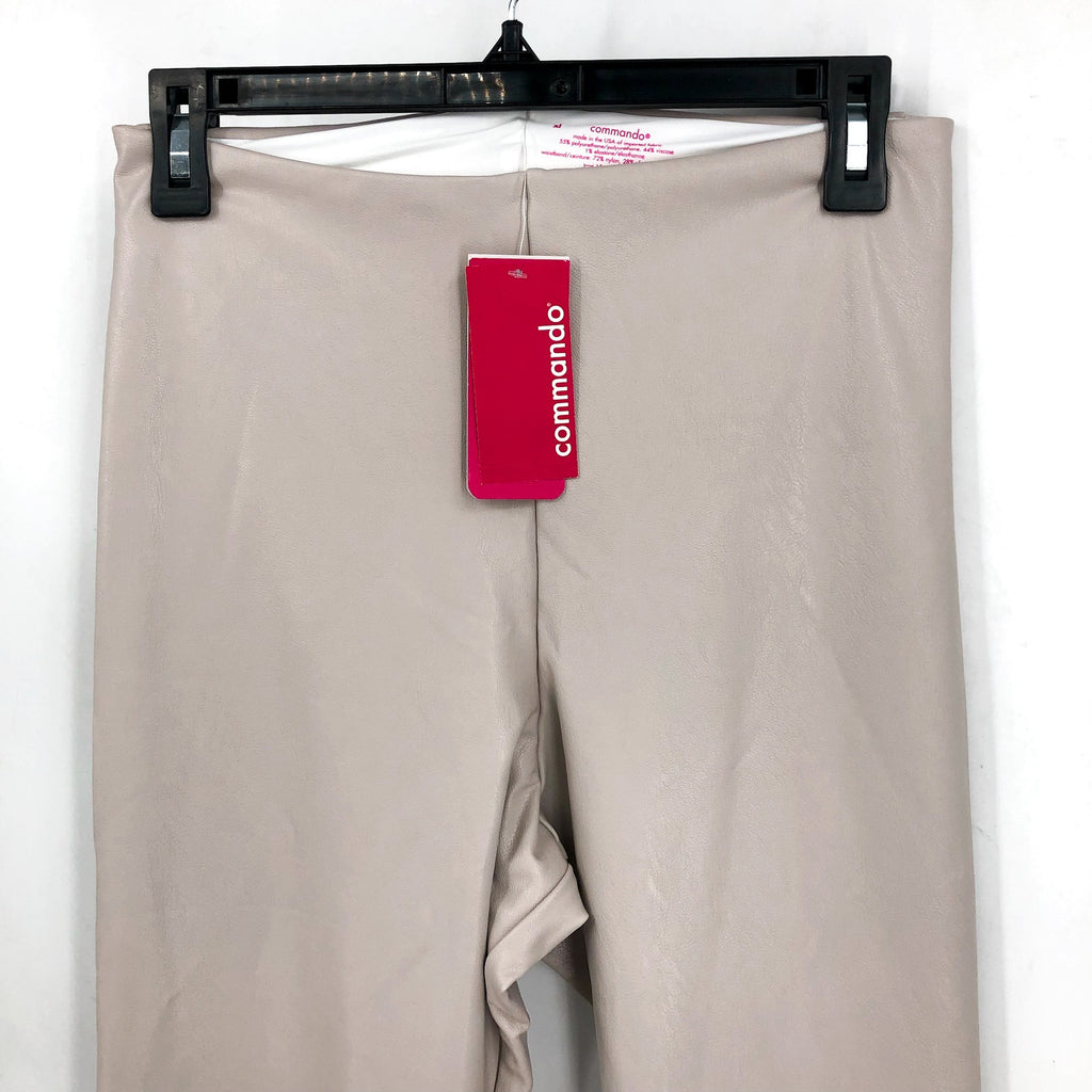 COMMANDO Women's Faux Leather Crop Flare Legging XL Cream Porcelain NWT