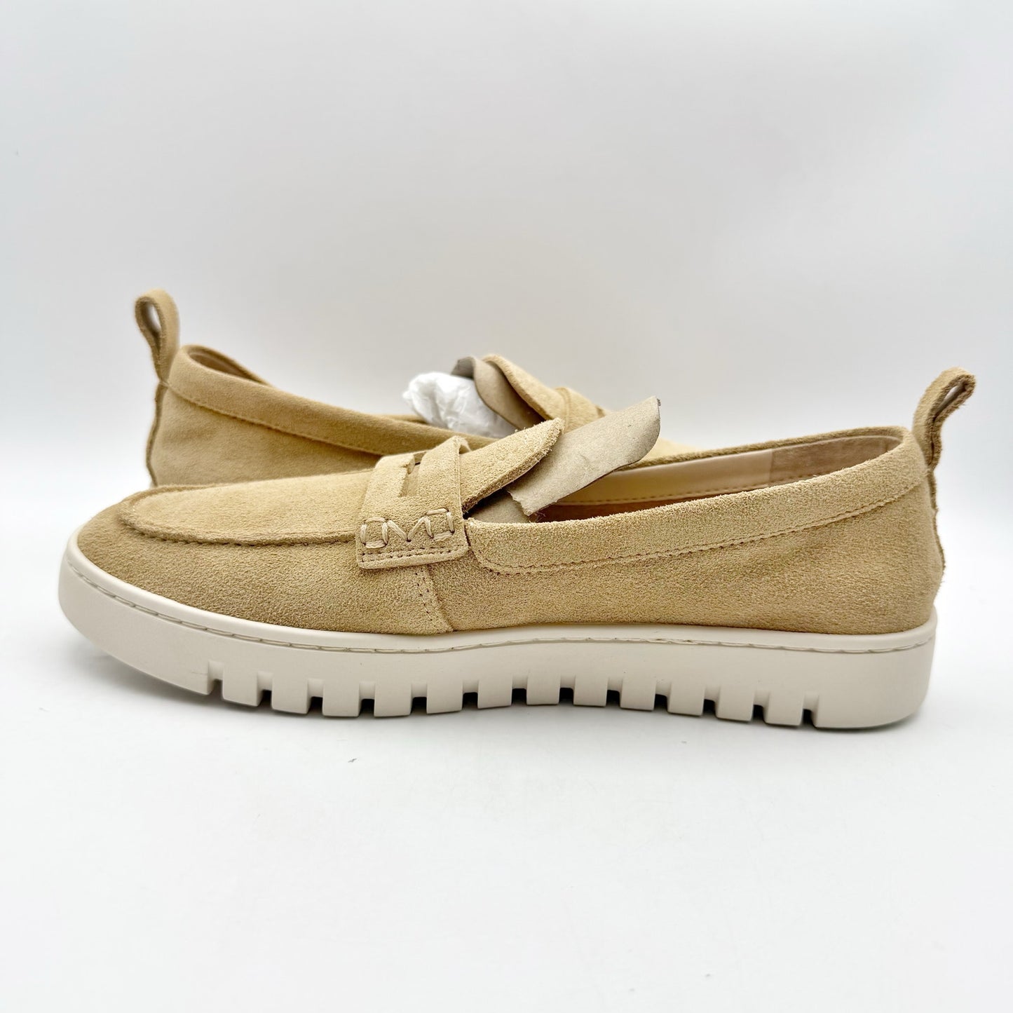 VIONIC Womens Uptown Loafers US 7 Wide Sand Tan Suede Slip On NIB