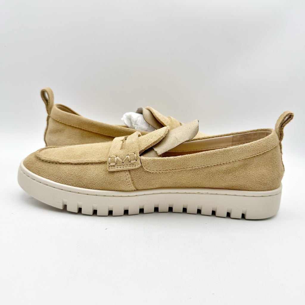 VIONIC Womens Uptown Loafers Size 7 Wide Sand Tan Suede Slip On NIB