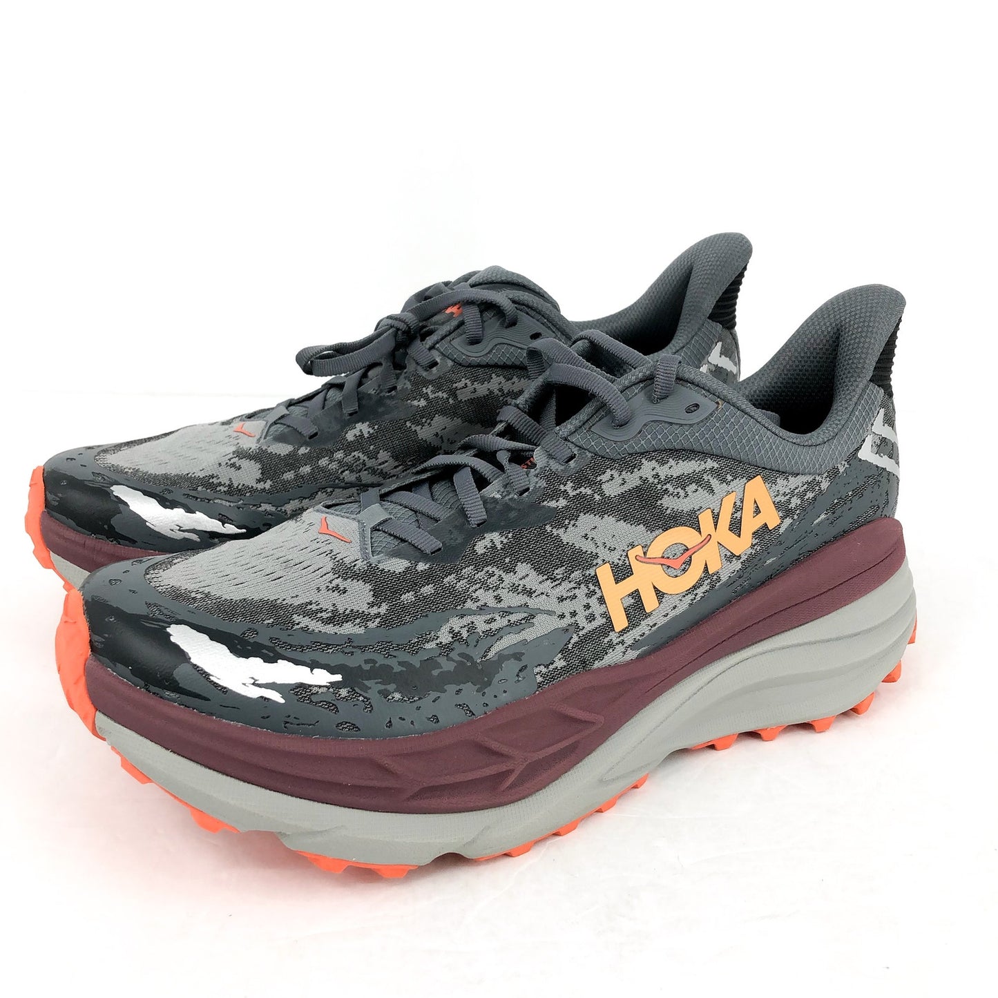 Hoka One Mens Stinson 7 Running Sneakers US 12.5 D Grey Red Athletic NIB
