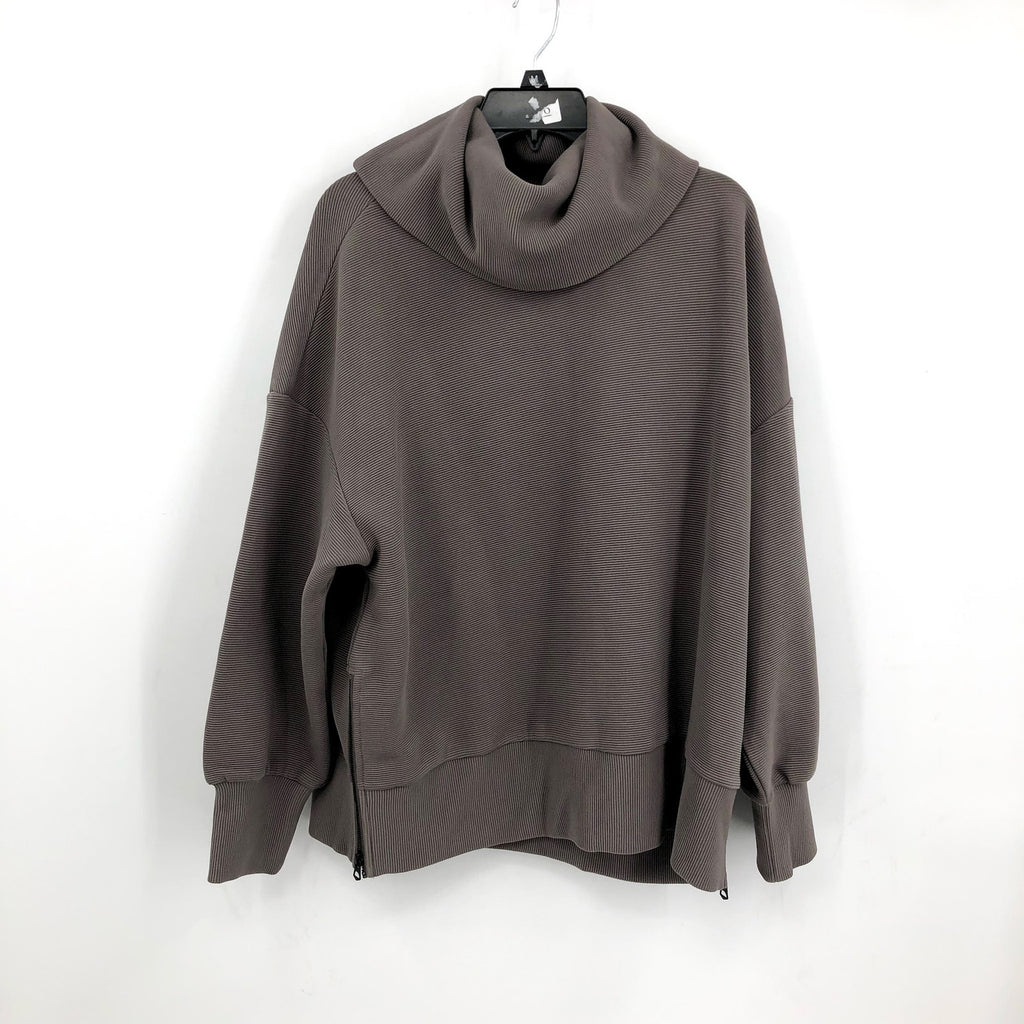 VARLEY Women's Milton Sweatshirt Large Deep Charcoal Ottoman Rib Long Sleeve NWT
