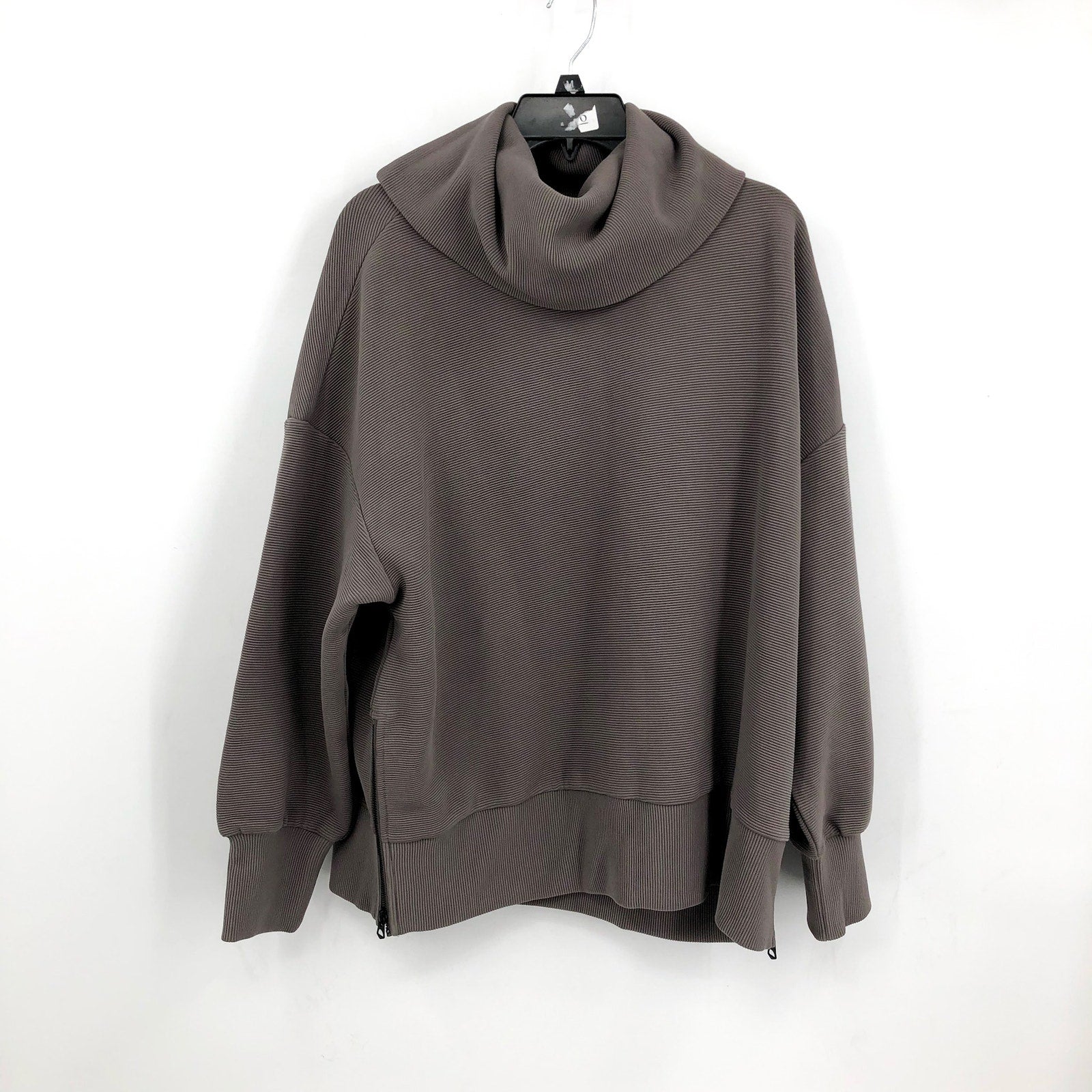 VARLEY Women's Milton Sweatshirt Large Deep Charcoal Ottoman Rib Long Sleeve NWT