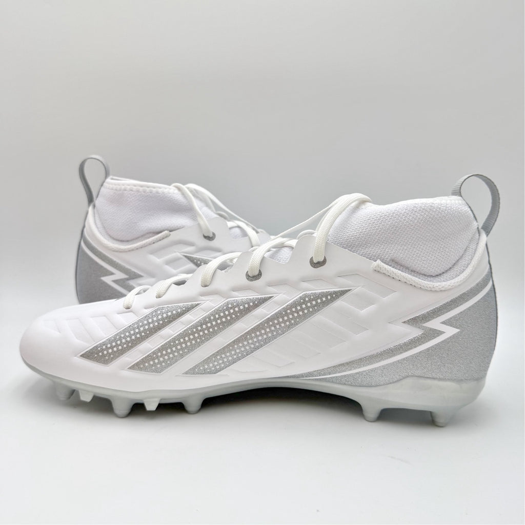 Adidas Mens Adizero Impact.2 II Football Cleats Size 11.5 EU 45 White Silver NIB