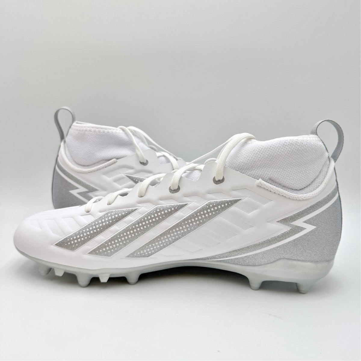Adidas Mens Adizero Impact.2 II Football Cleats Size 11.5 EU 45 White Silver NIB