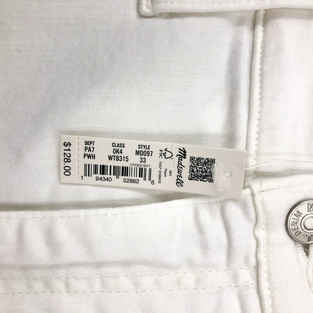 Madewell Womens Skinny Crop Jeans Size 33 US 16 Pure White 9" Mid-Rise MD097 NWT