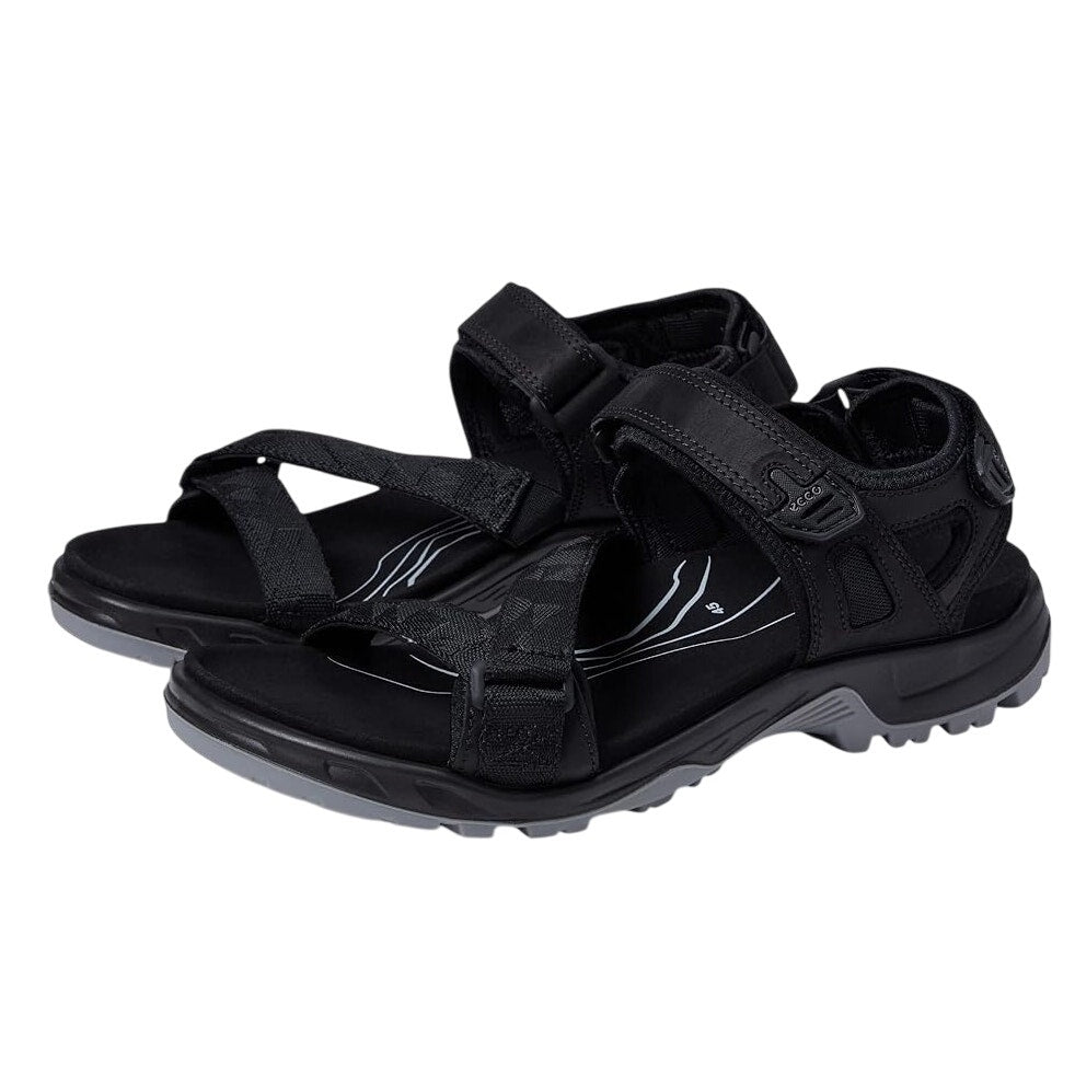 Ecco Mens Yucatan Coast Sandal US 13-13.5 EU 47 Black Leather Casual Sporty NWOB