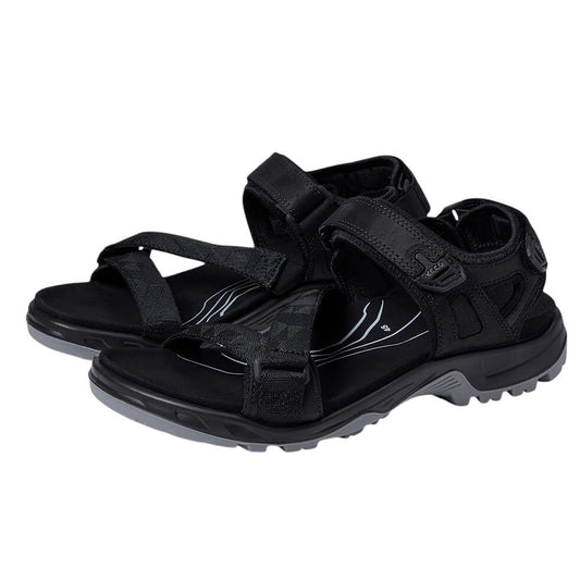 Ecco Mens Yucatan Coast Sandal US 13-13.5 EU 47 Black Leather Casual Sporty NWOB