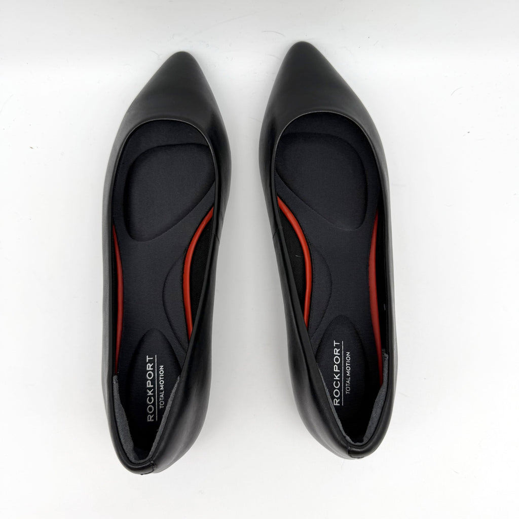 Rockport Womens Total Motion Adelyn Ballet Flats US 6.5 Wide Black Leather NIB