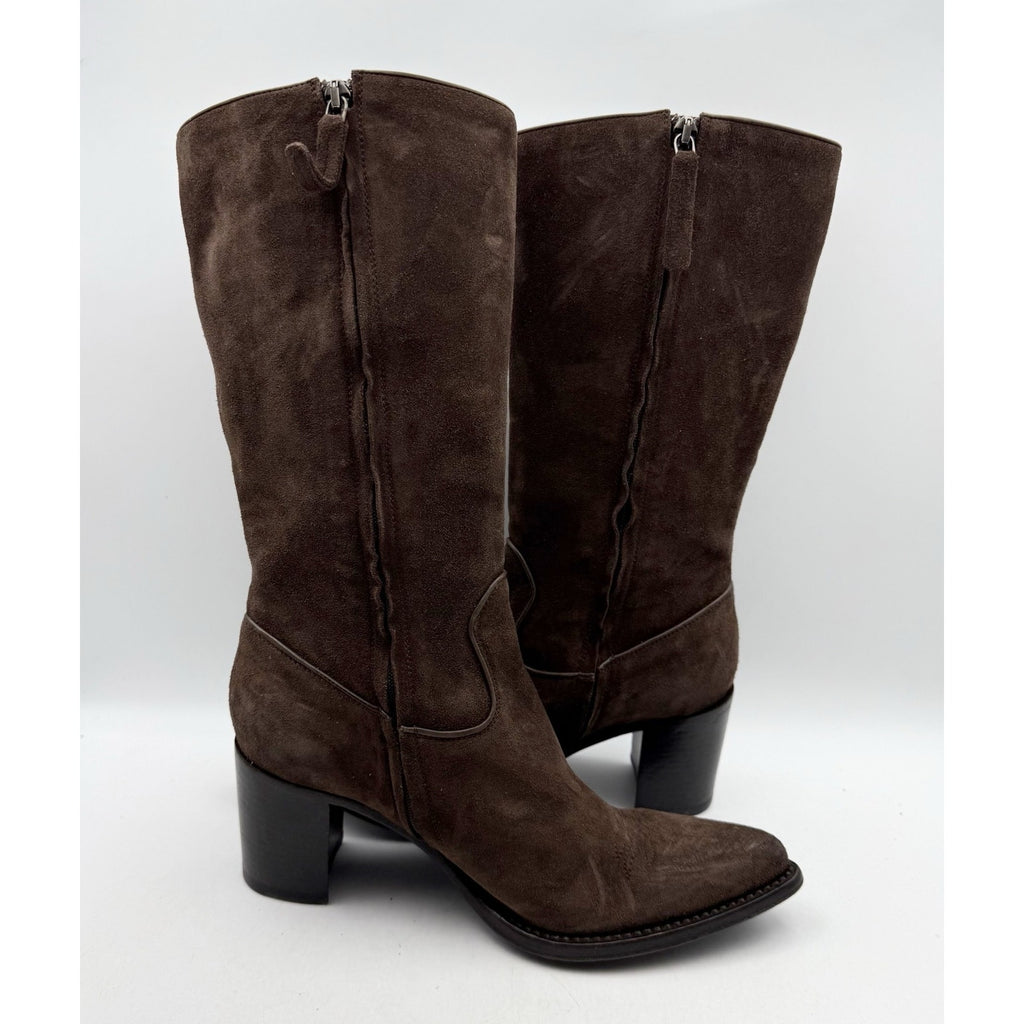 RE/DONE Womens 90s Western Knee High Boots EU 37 US 7 Brown Suede EUC