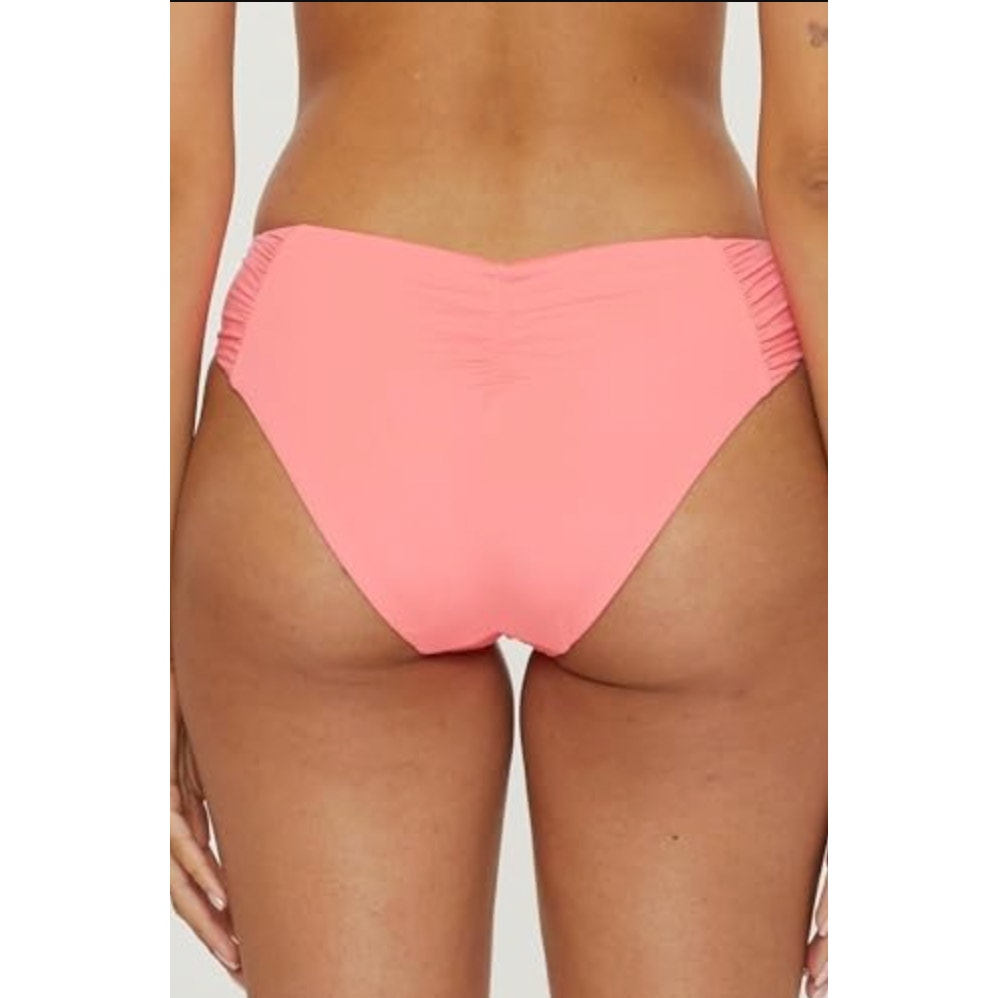 BECCA Womens Coast Adela Hipster Bikini Bottom Small Pink Coral Reef Shirred NWT
