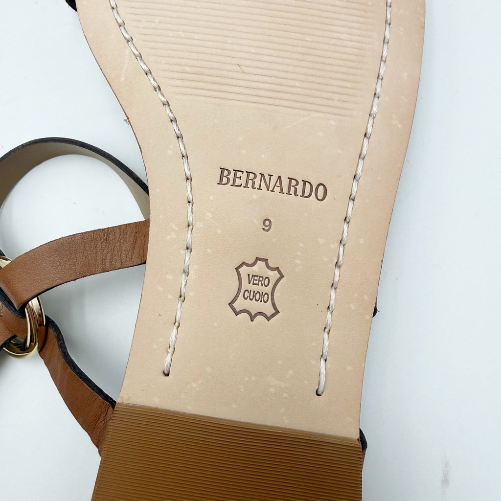 Bernardo Womens Henre Flat Sandals Size 9 Brown Leopard Haircalf Leather NIB