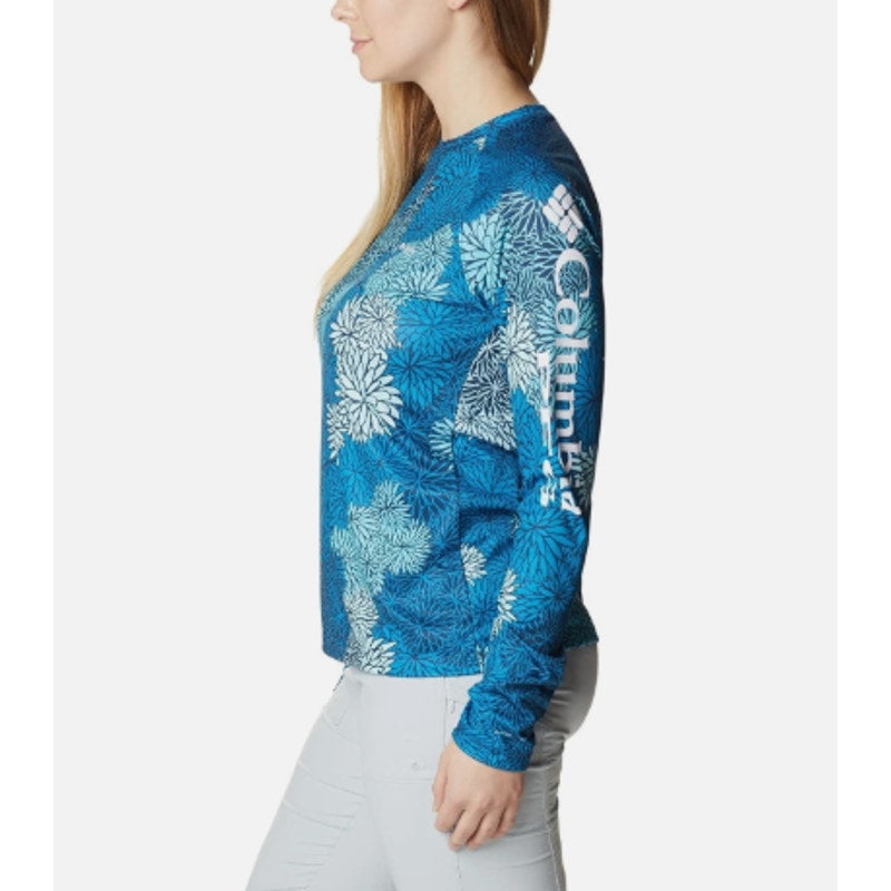 Columbia Womens Super Tidal Tee Small Blue Carbon Anemones Long Sleeve NWOT