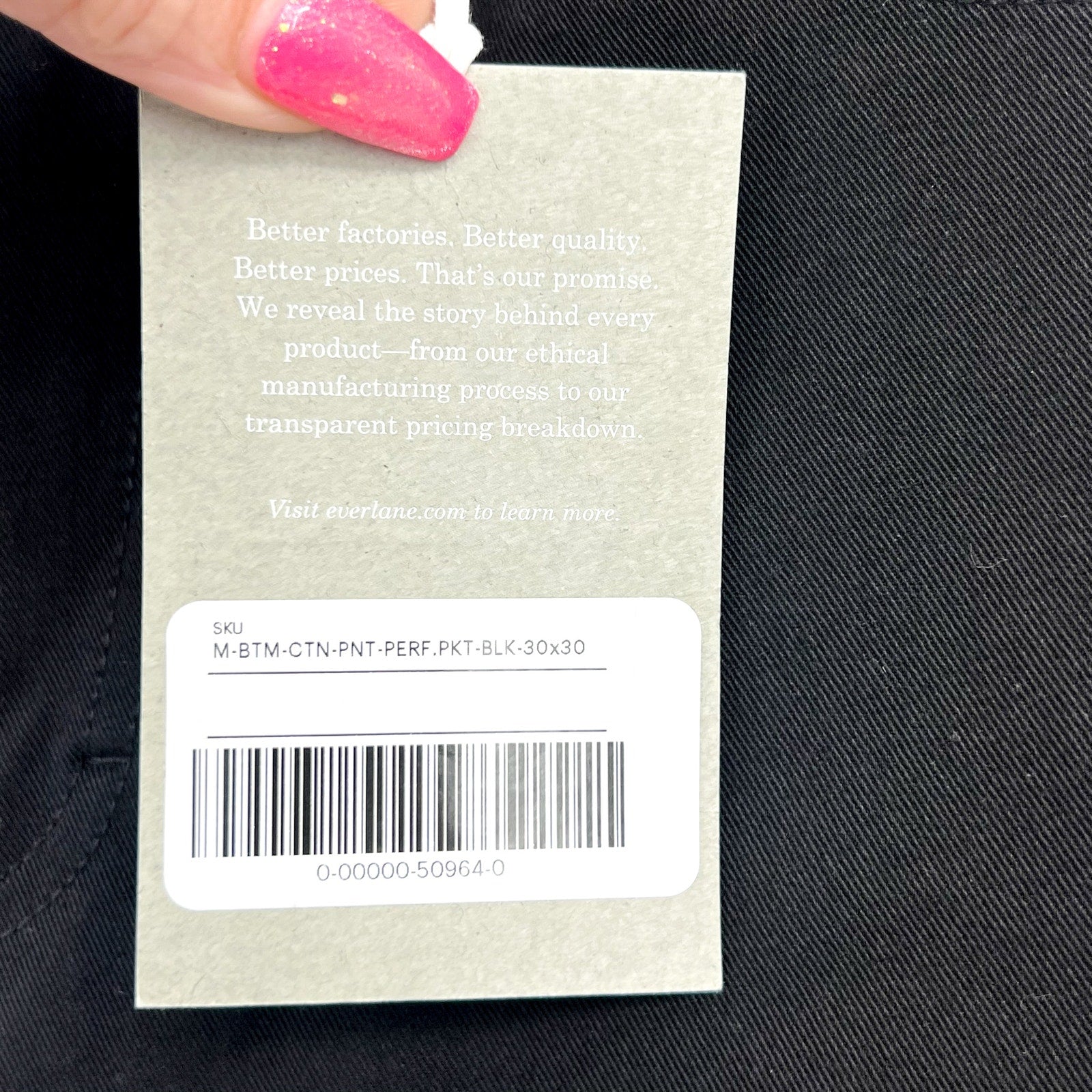 EVERLANE Men's The Performance 5-Pocket Pants 30x30 Black Chinos Stretch NWT