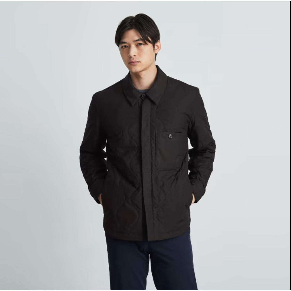 Everlane Mens ReNew Quilted Liner Shirt Jacket Small Black Shacket Cotton NWOT