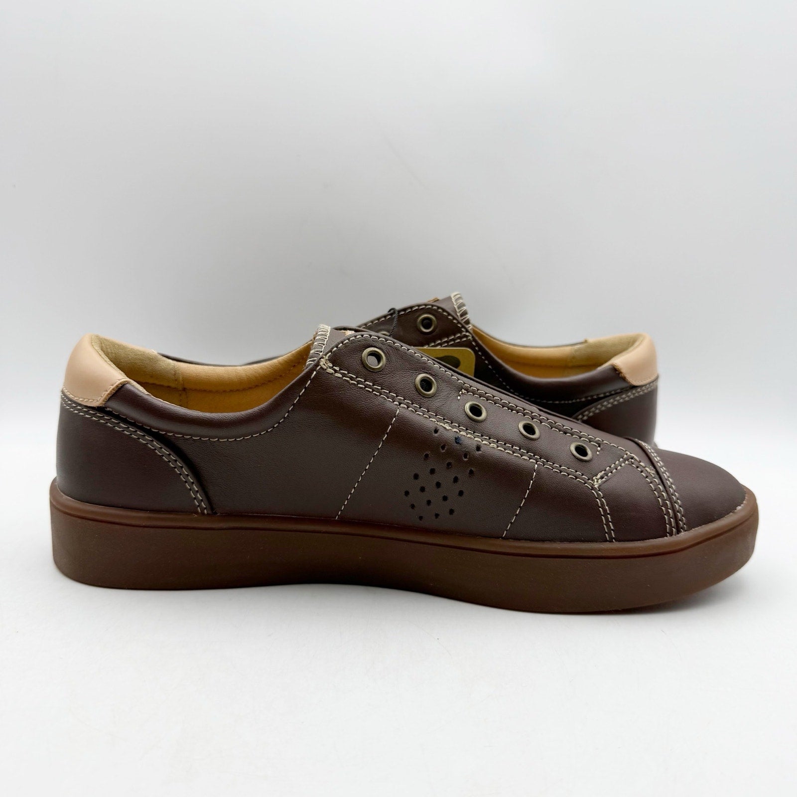 Spenco Womens Malibu Lux Sneakers US 9.5 Brown Espresso Leather Slip On NIB