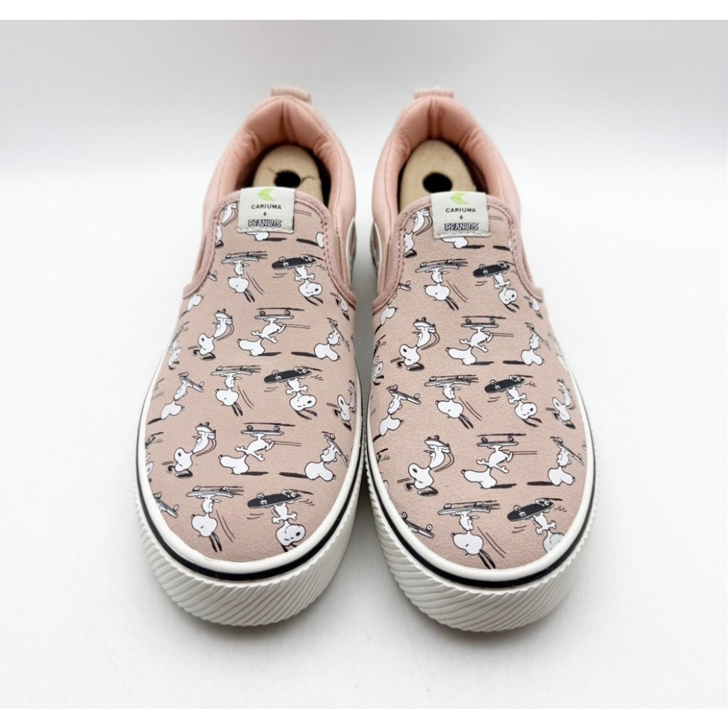 Cariuma Womens Peanuts Pro Skate Slip On Sneakers US 7.5 Pink Suede Canvas NIB