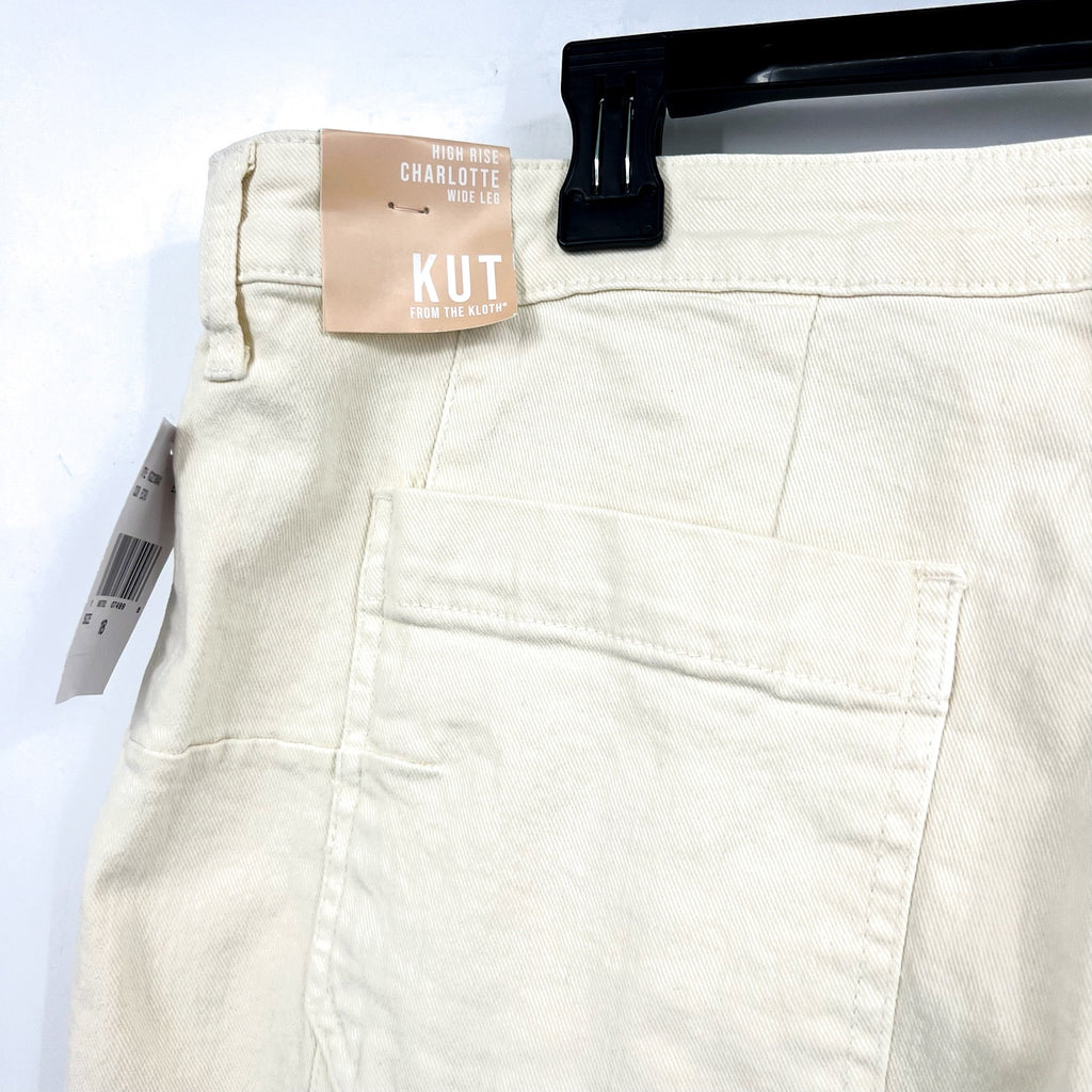 KUT FROM THE KLOTH Womens Charlotte Wide Leg Jeans Size 18 Cream Ecru NWT