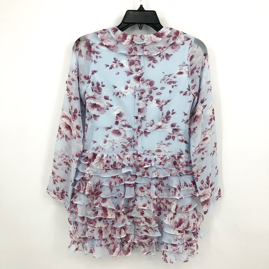 BARDOT JUNIOR Girl's Lianna Floral Frill Dress Size 16 Sky Blue Long Sleeve NWT