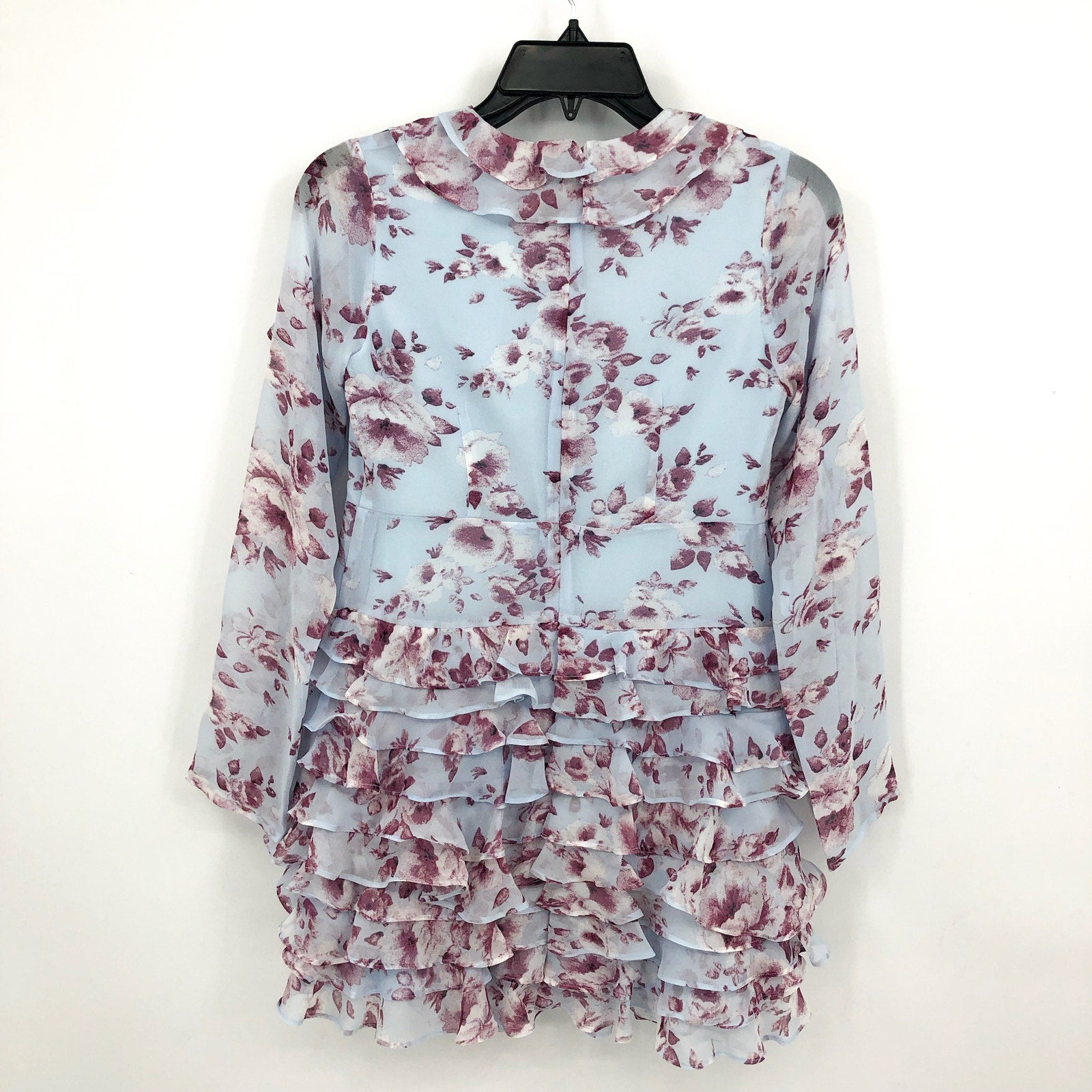 BARDOT JUNIOR Girl's Lianna Floral Frill Dress Size 16 Sky Blue Long Sleeve NWT