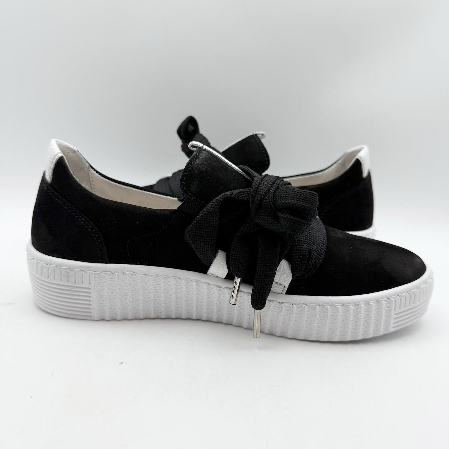 Gabor Womens 43.333 Platform Sneaker US 5.5 M EU 35.5 Black Leather NWOB