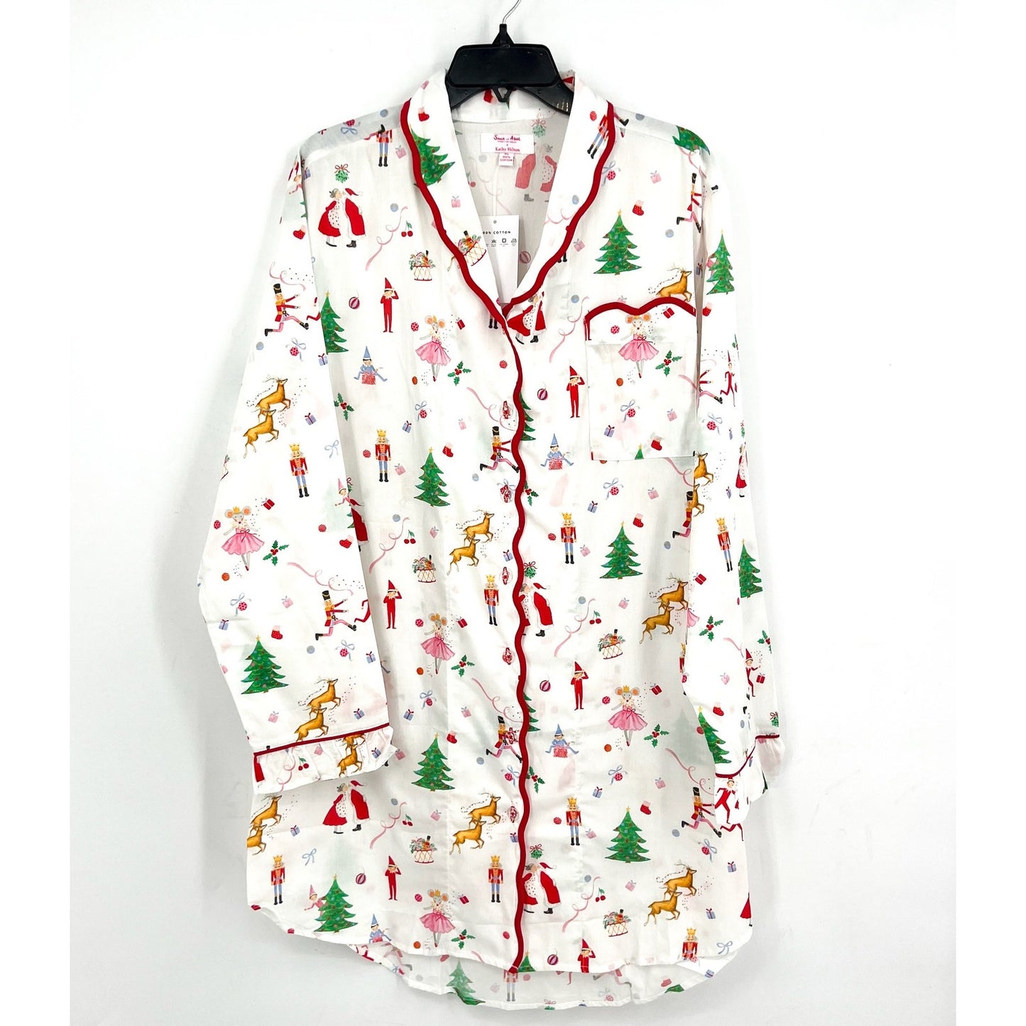 SANT AND ABEL X KATHY HILTON Christmas Magic Print Nightshirt XL White Multi NWT