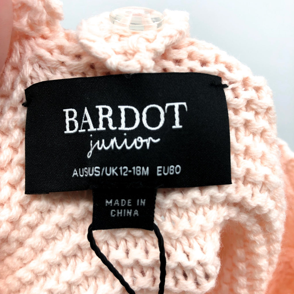 BARDOT Baby Girl Andi Knit Dress 12-18 Months Peach Pink Halter Neck NWT