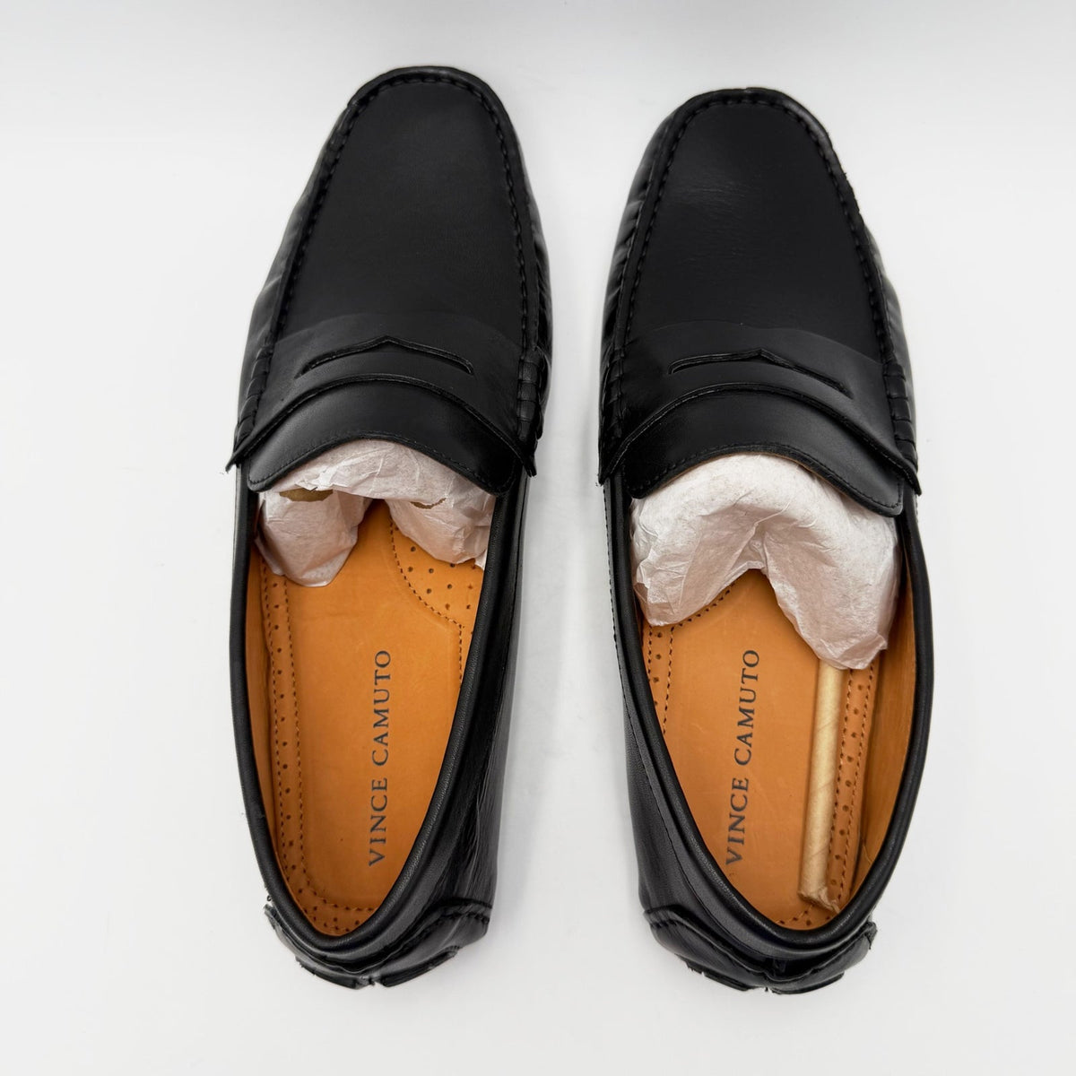 Vince Camuto Mens Vitzroy Penny Driver Loafers Size 10 EU 43 Black Leather NIB