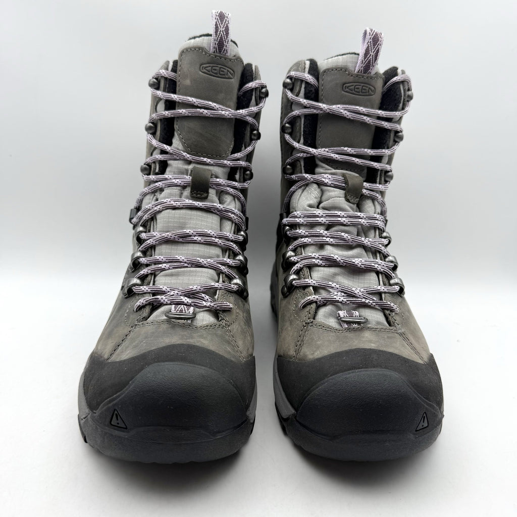 KEEN Womens Revel IV High Polar Hiking Boots US 6.5 Wide Grey Leather WP NWOB