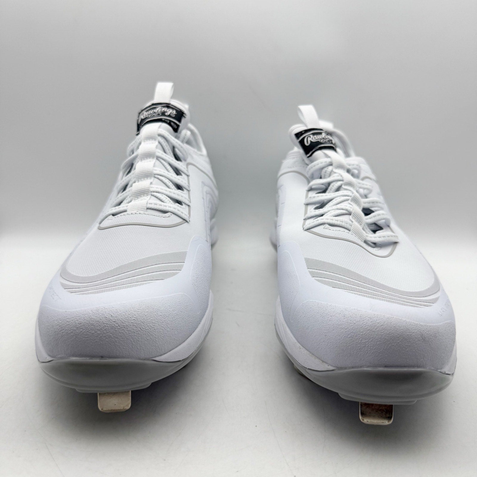 Rawlings Mens Bullpen Low Baseball Cleats US 10.5 White Gray Metal NWOB