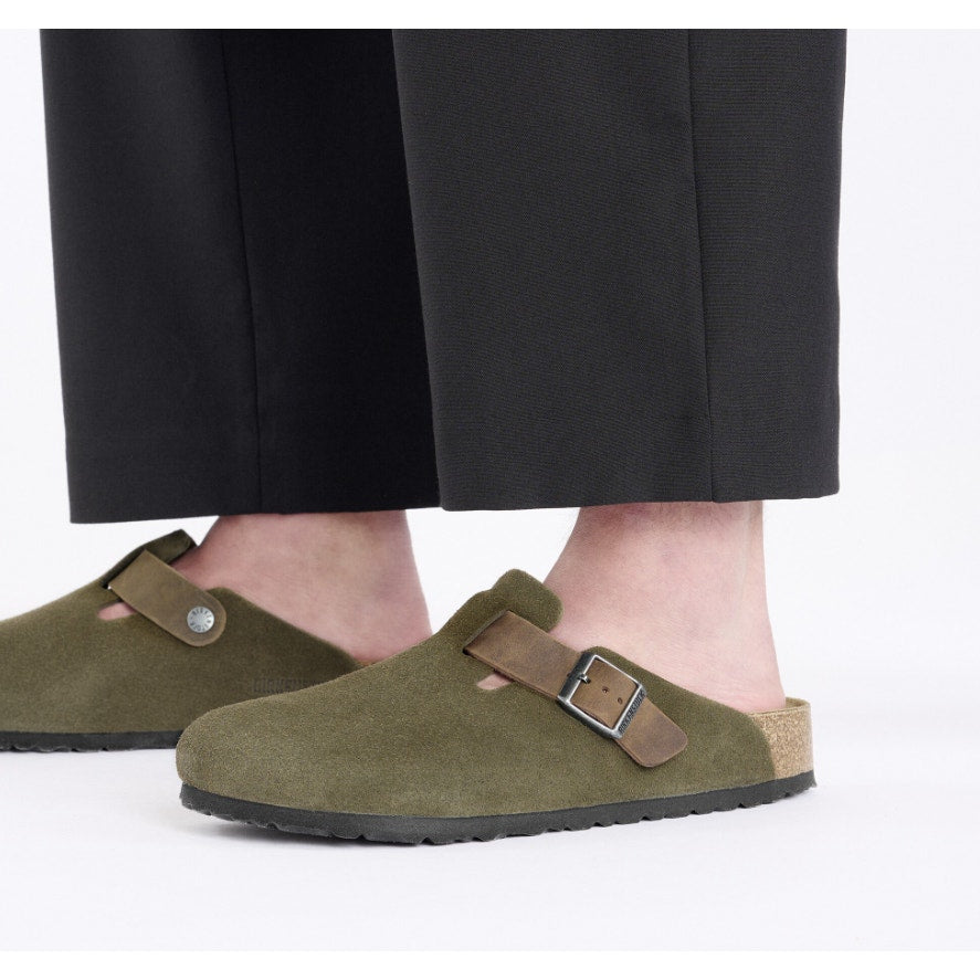 Birkenstock Mens Boston Clogs EU 45 US 12 Green Suede Slip On NWOB