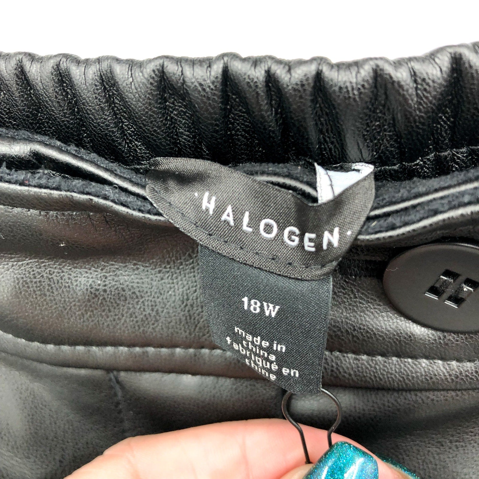 HALOGEN Women's Faux Straight Leather Pants Size 18W Rich Black High Rise NWT